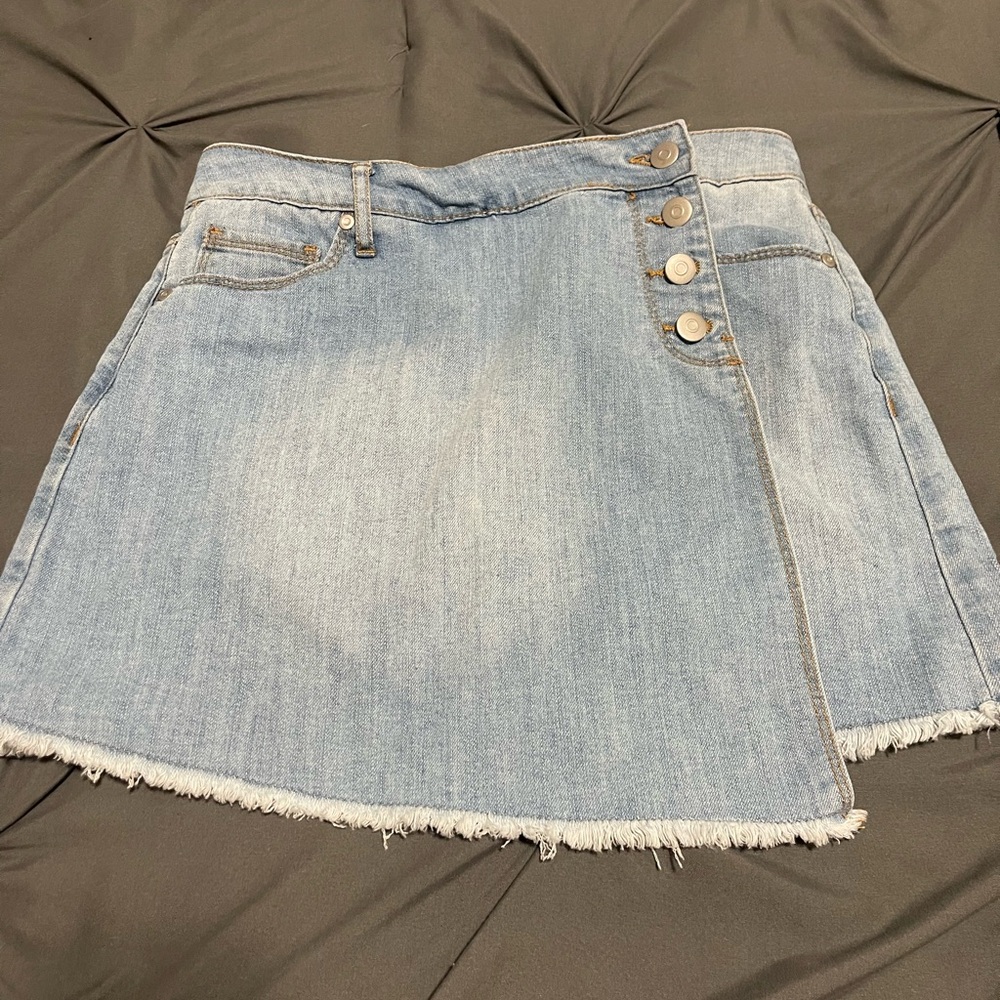 Energie Light Blue Asymmetrical Denim Skirt